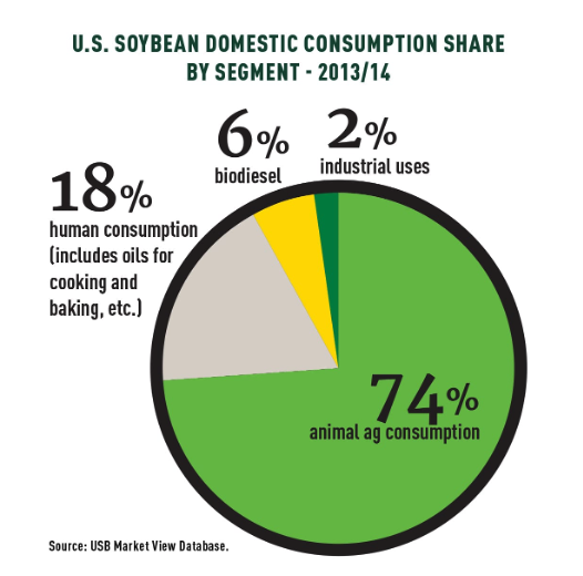 US Soybean domestic consumption share by segment chart